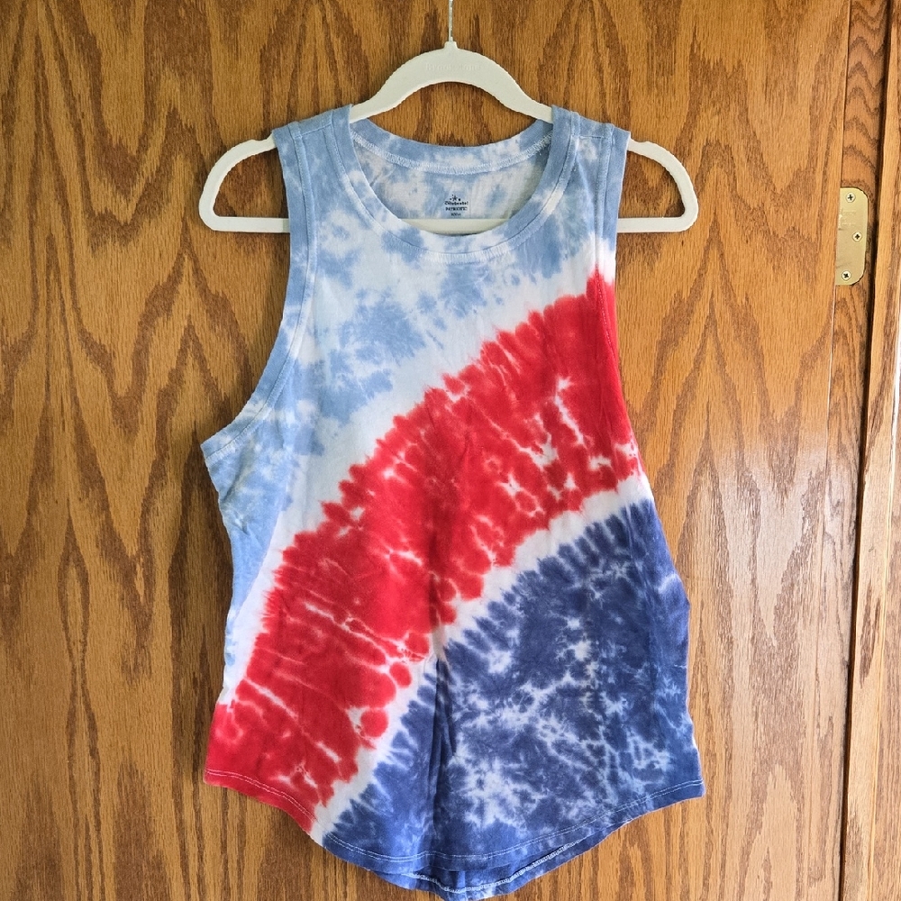 Celebrate It Vibrant Tie-Dye Tank Top - Red, Blue, White